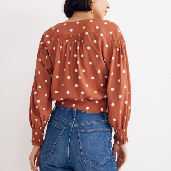 Madewell Polka Dot Tie-Front Top - Picture 4 of 4